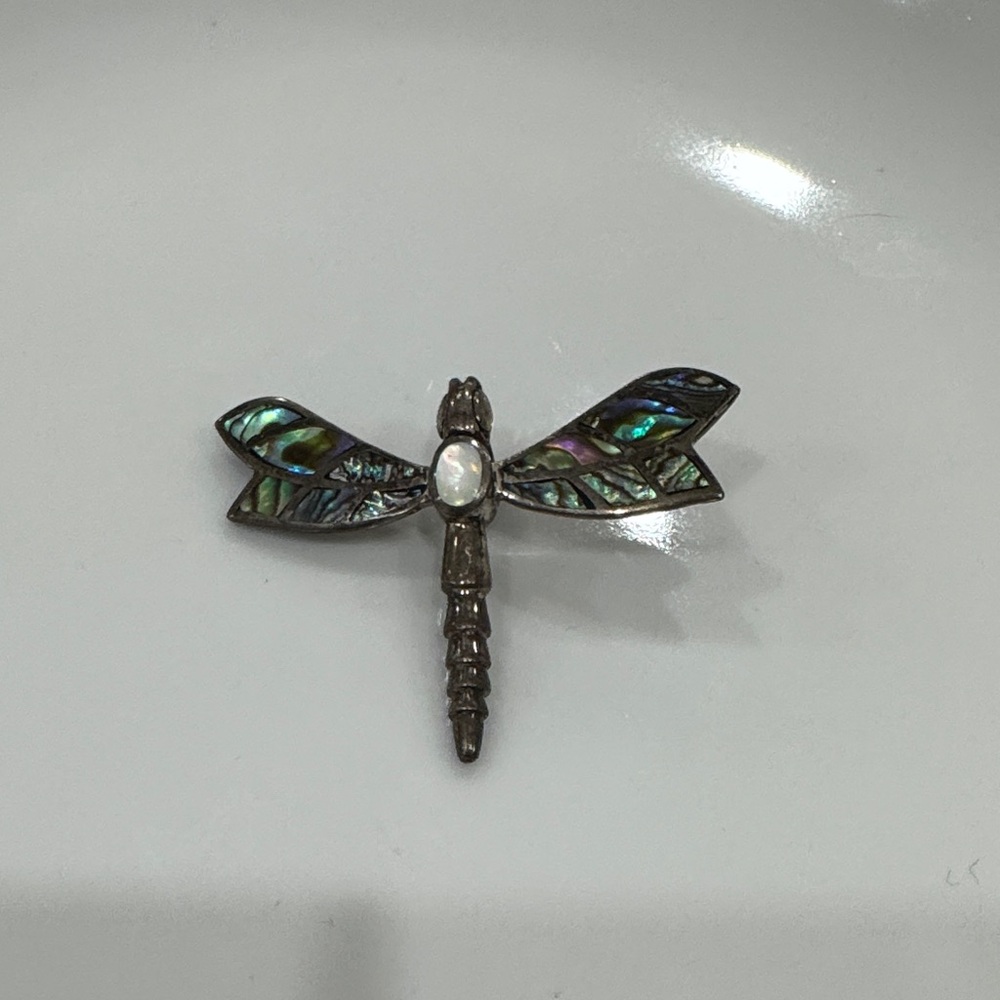 Iridescent Abalone Dragonfly charm for necklace